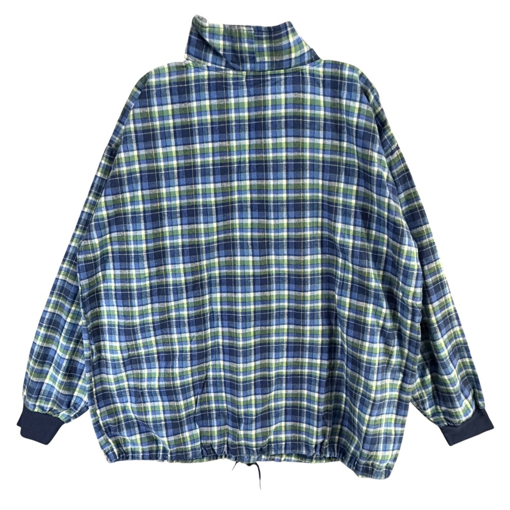 Vtg Gotkeys Unlimited Plaid Flannel Pullover Unisex OS Blue 1/4 Zip Cottage - Picture 4 of 12